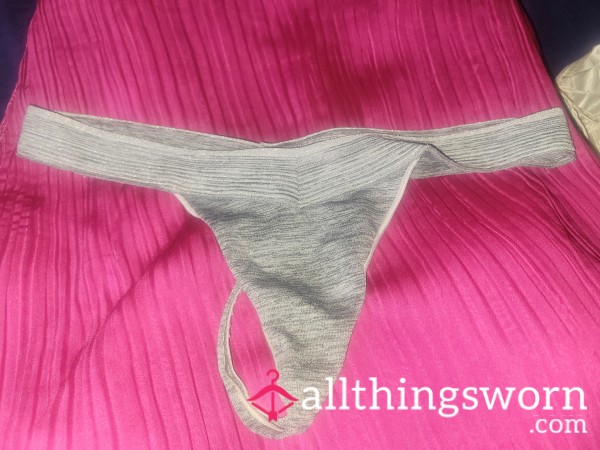 Grey Thong. Very Well Worn. Sporty