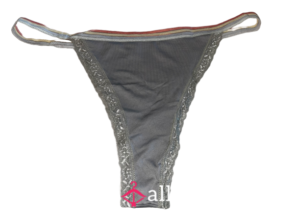 Grey Thong W/ Colorful Waistband
