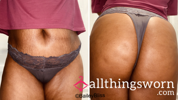 Grey Thong With Lace - 48hrs Wear Included
