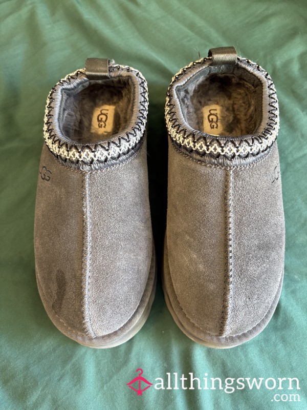 Grey Uggs Worn Barefoot