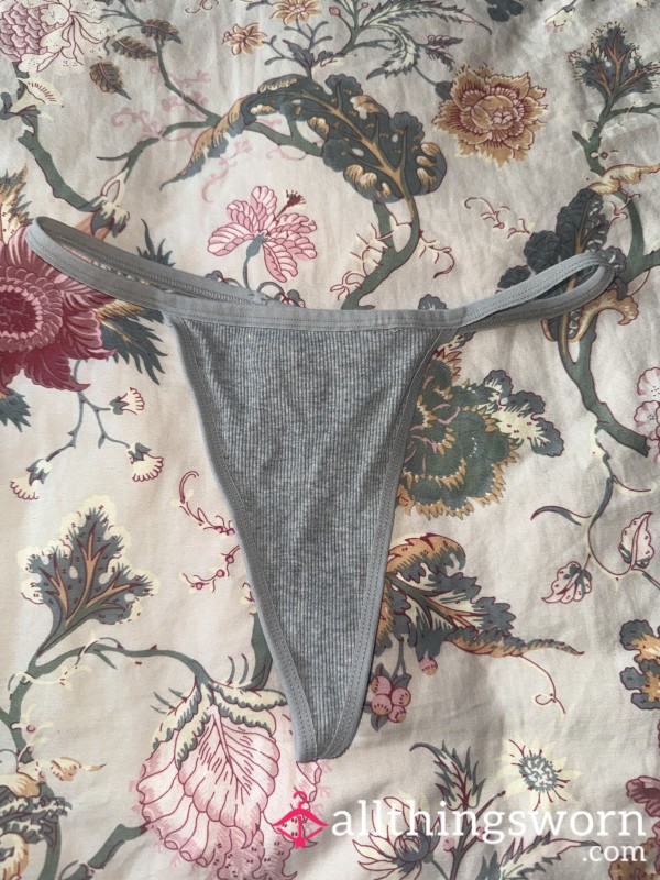 Grey V String Thong