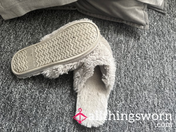 Grey Well Worn Slippers