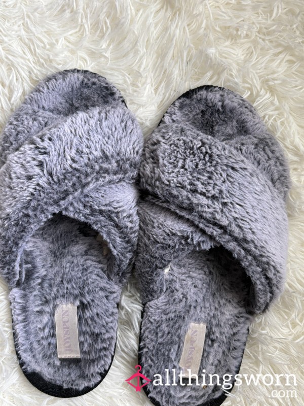 Grey Well Worn Slippers
