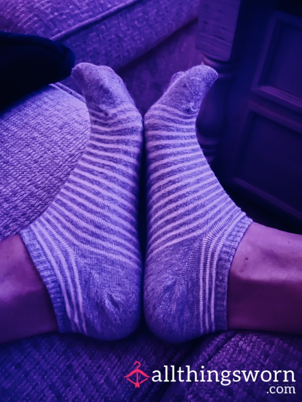 Grey + White Ankle Socks - Custom 48hr+ Wear