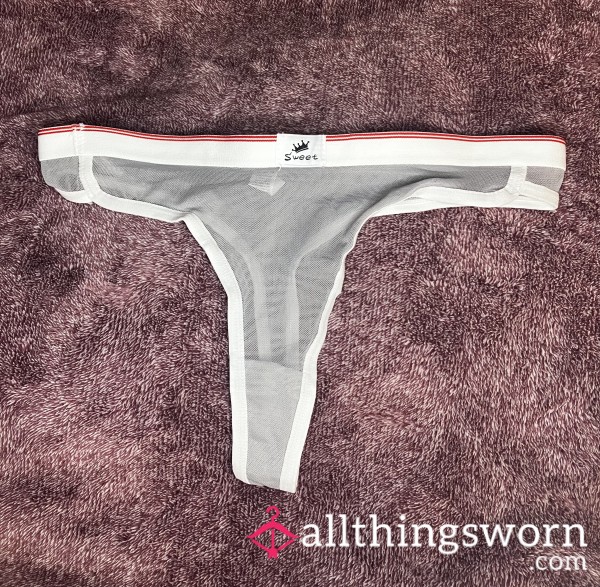 Grey & White Mesh Thong! Size M