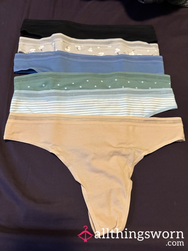 Grey With Flower Pattern Cotton Blend Thong