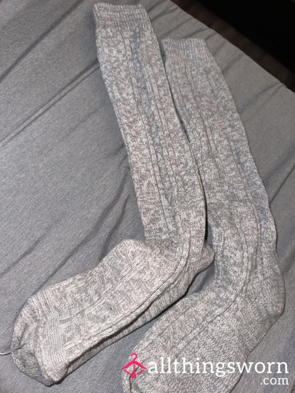 Grey Worn Crew Socks