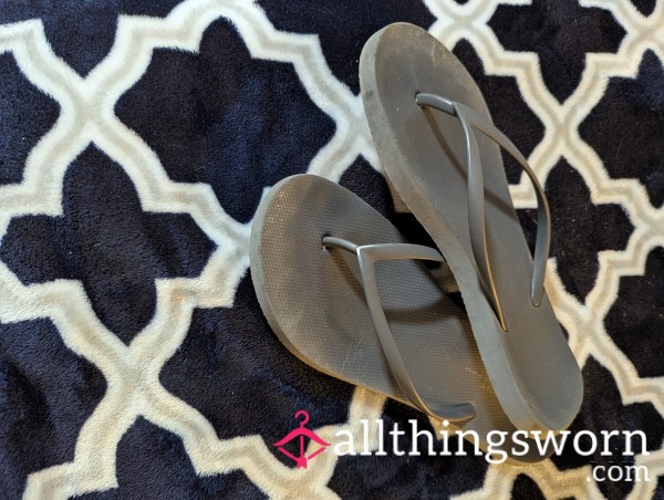 Grey Worn Out Flip Flops