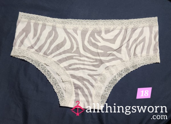 Grey Zebra Strip Panties