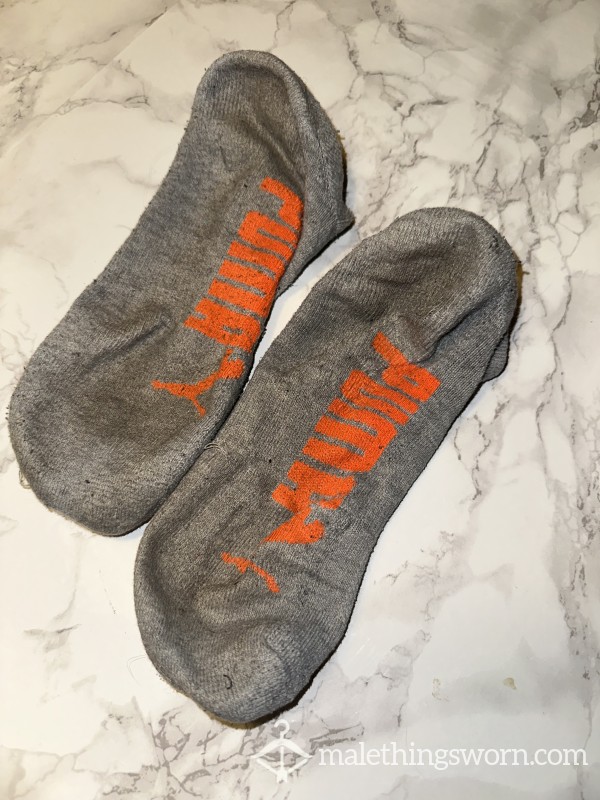 Grey/Orange Puma Ankle Socks