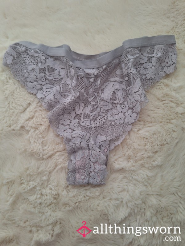 Grey/Pink Lace Knickers. Clean Or Dirty - You Decide!