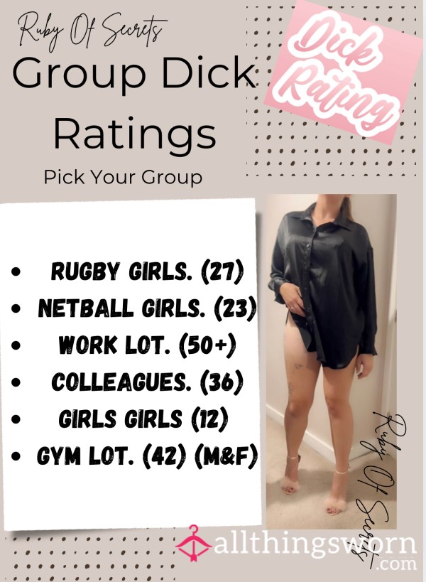 Group D*ck Ratings 🍆 🦐 6 Groups To Choose From 🔥 Also Includes Detailed Written Rate And 1 Picture From Me 🔥