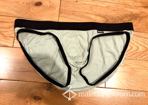 SOLD - GTOPX Men's Light Green Ribbed Hip Briefs (M) Ready To Be Customised For You!