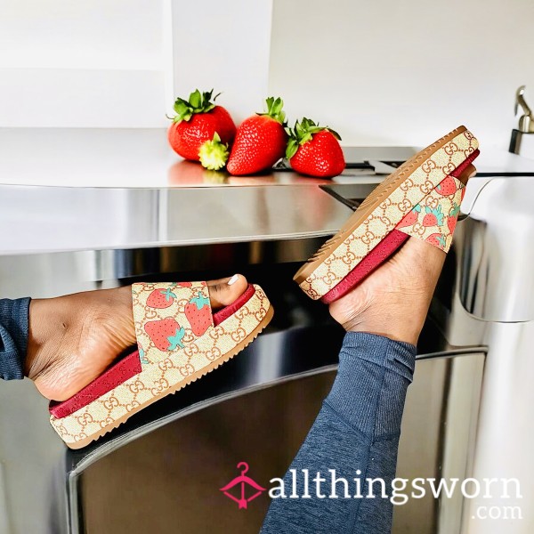 Gucci Platform Slides (Size 9 USA) (Strawberries 🍓)