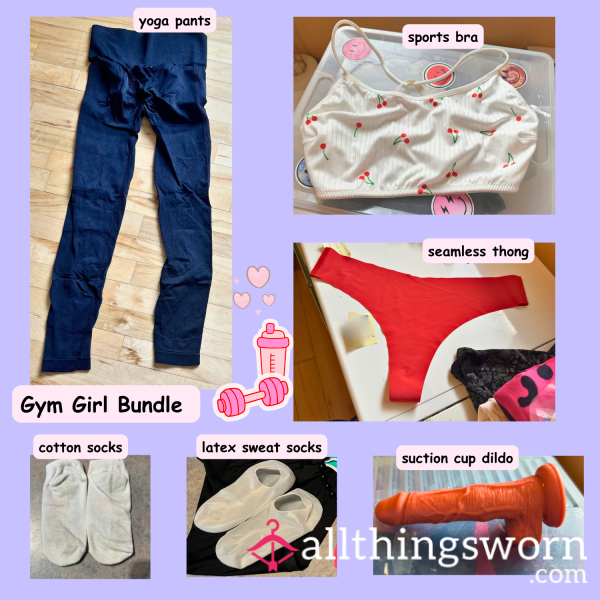 Gym Girl Bundle With Sports Bra, Shorts, Socks, And Sweaty Pics 💦