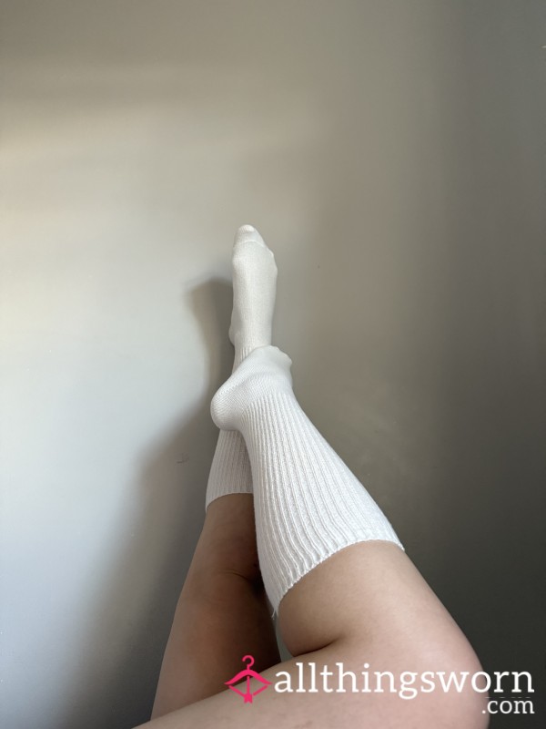 Gym Girls Below The Knee Polyester Socks💦🤍