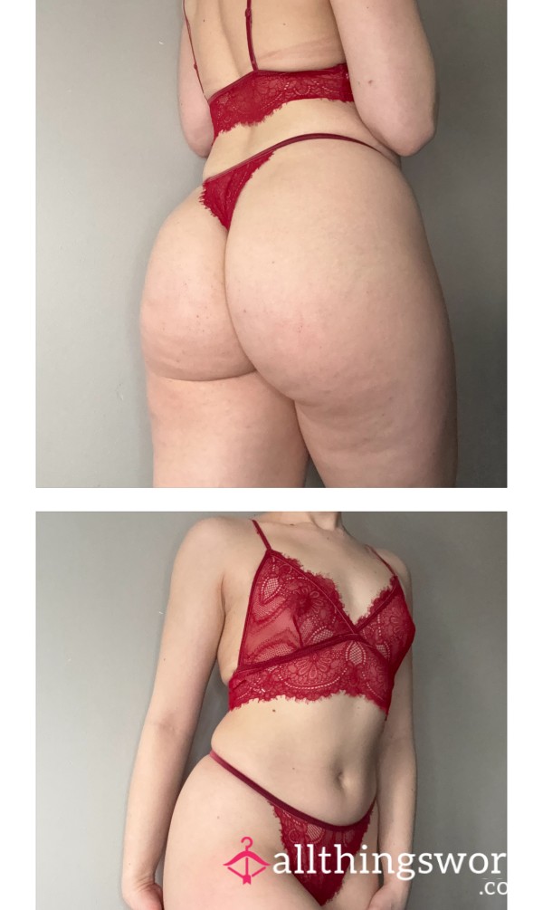 Gym Girls Red Lace Bra And Thong Set♥️😈