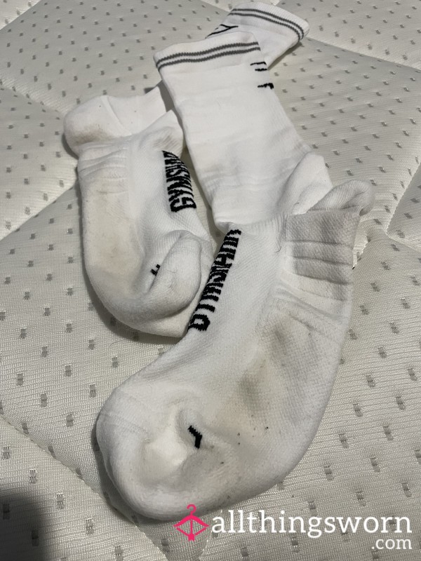Gym Shark White Large Sock