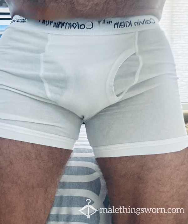 Gym, Sweaty, Calvin Klein, White, Boxers (M)