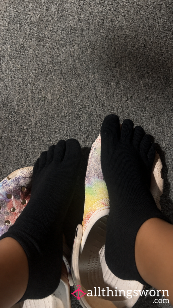 Gym Worn Black Toe Socks Cozy & Sweaty