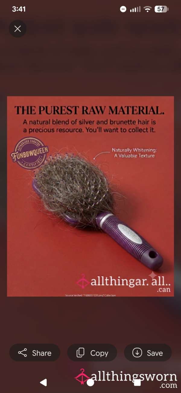 Hair Brush Purple Full Of Hair And Ready To Ship!