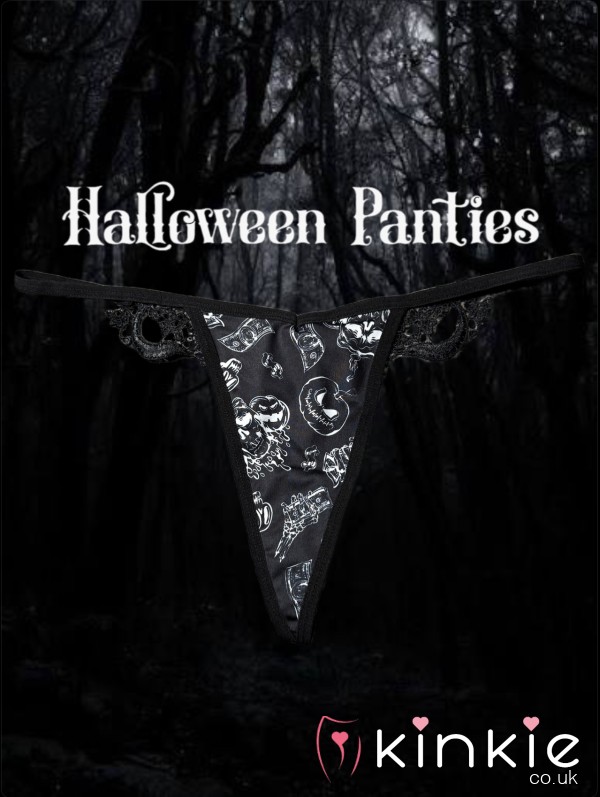 HALLOWEEN EDITION ~ #3 Halloween Themed G-String 👻 | Cotton Gusset & Patterned Lace Back 🕸️