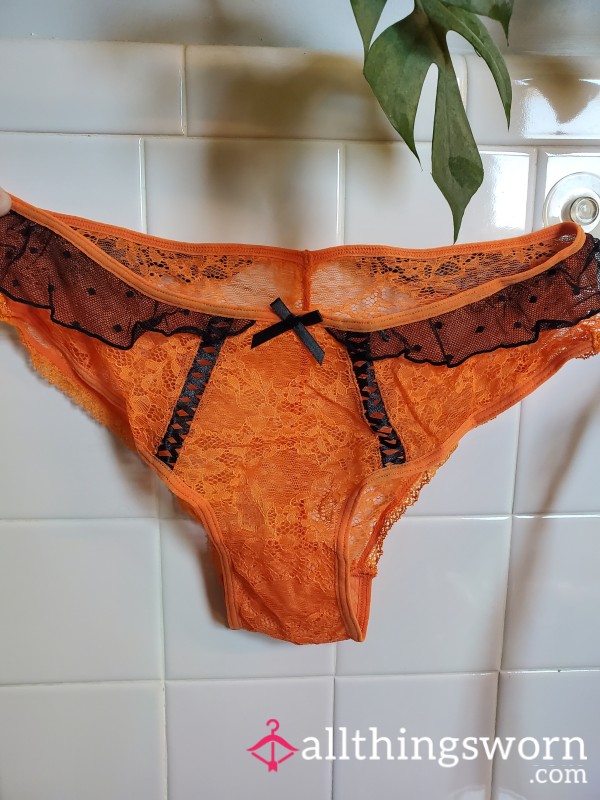 Halloween GOTH Orange And Black Panties Worn 24 Hours!