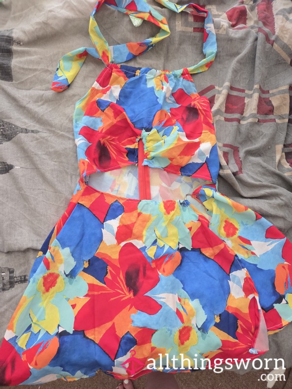 Halterneck Patterned Mini Dress