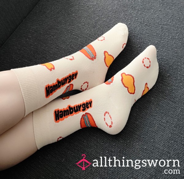 Hamburger Print Socks- 3 Days Worn