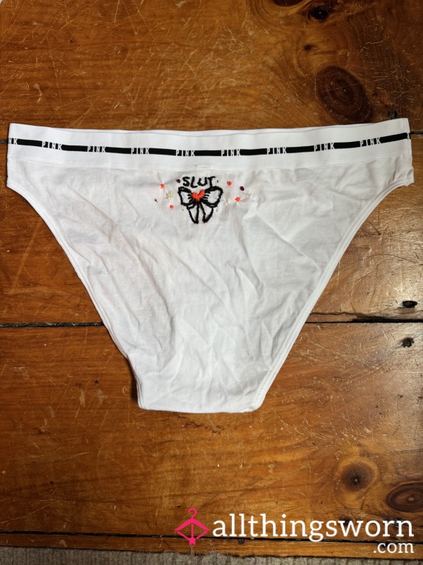 🤍🪡 Hand, Embroidered White Cotton Bikinis, XXL, VS