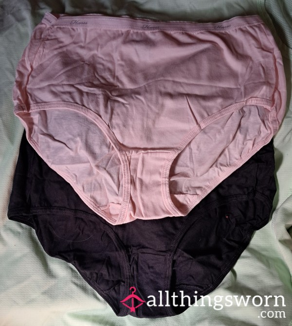 HANES Cotton Full-back Briefs, Size 6.  Granny Panties! (Peach Is Sold!))  Worn 2 Days!