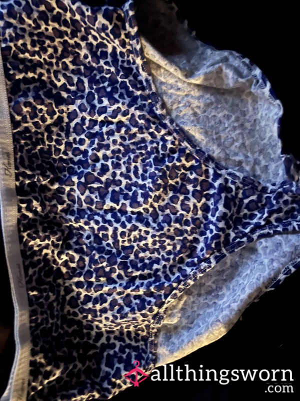 Hanes Navy Blue And White Leopard Print Panties