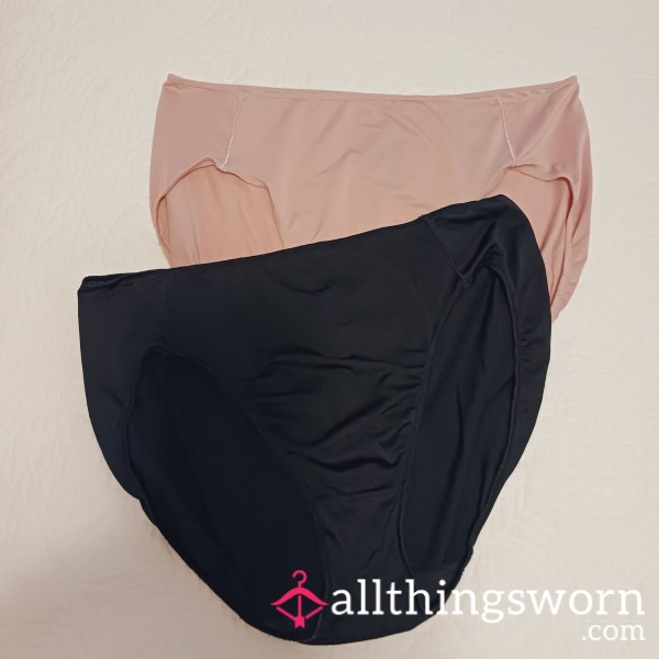 Hanes Size L Pink Or Black Satin Nylon Grannie Panties