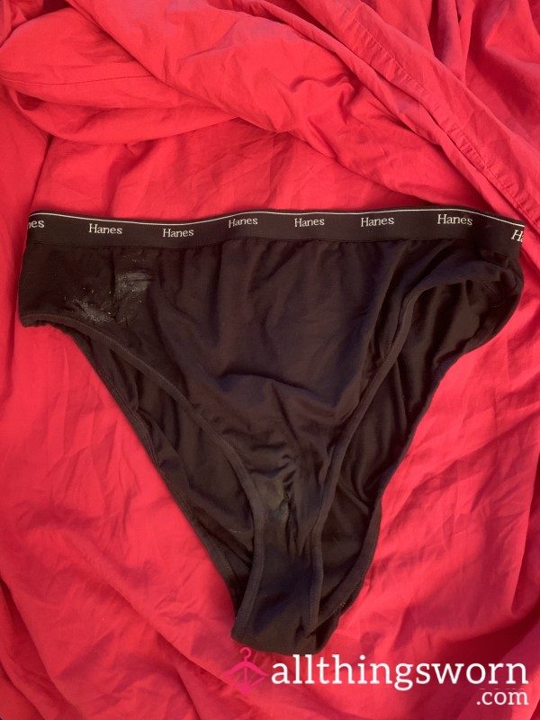 Hanes Tanga High Waisted Black Cotton Panties