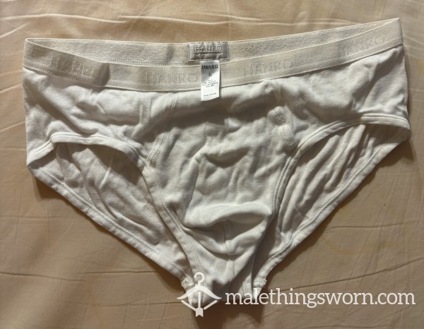 Hanro White Traditional Briefs Size XL