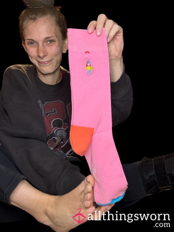 Happy Socks Hula Girl, Pink And Blue Calf High Socks