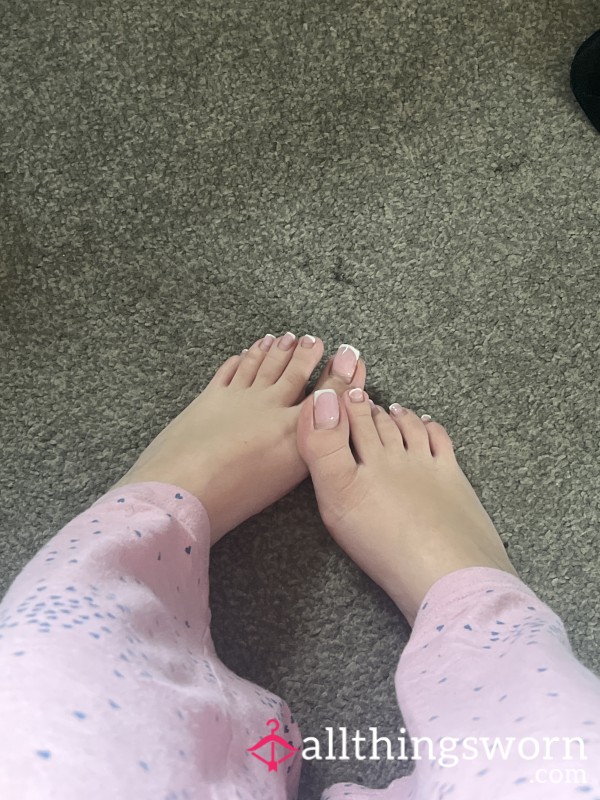 Hard Working Feet With French Tip Toenails.