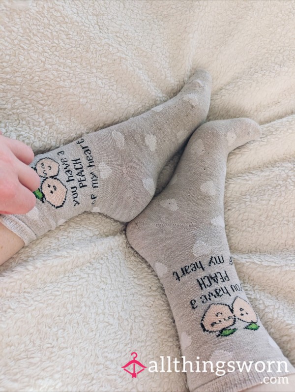 Peach Socks, Cute & Well Worn- 🍑