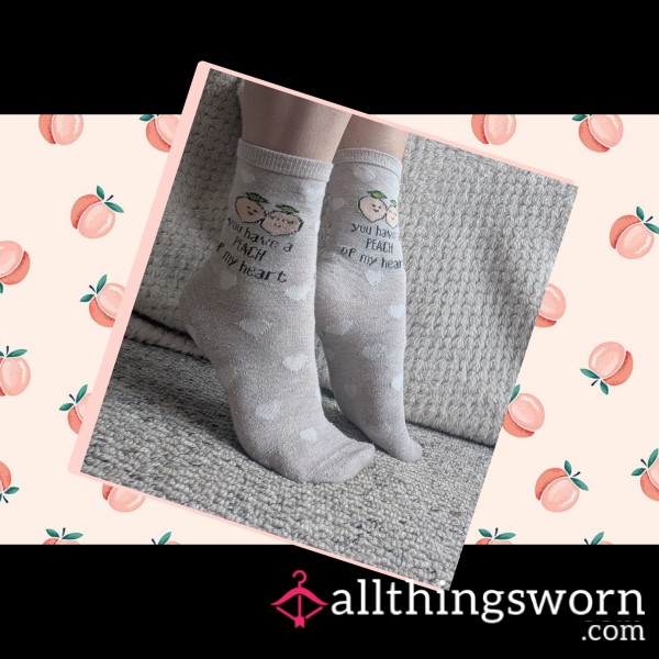 Peach Socks, Cute & Well Worn- 🍑