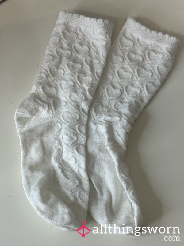 Heart Embossed Worn Socks