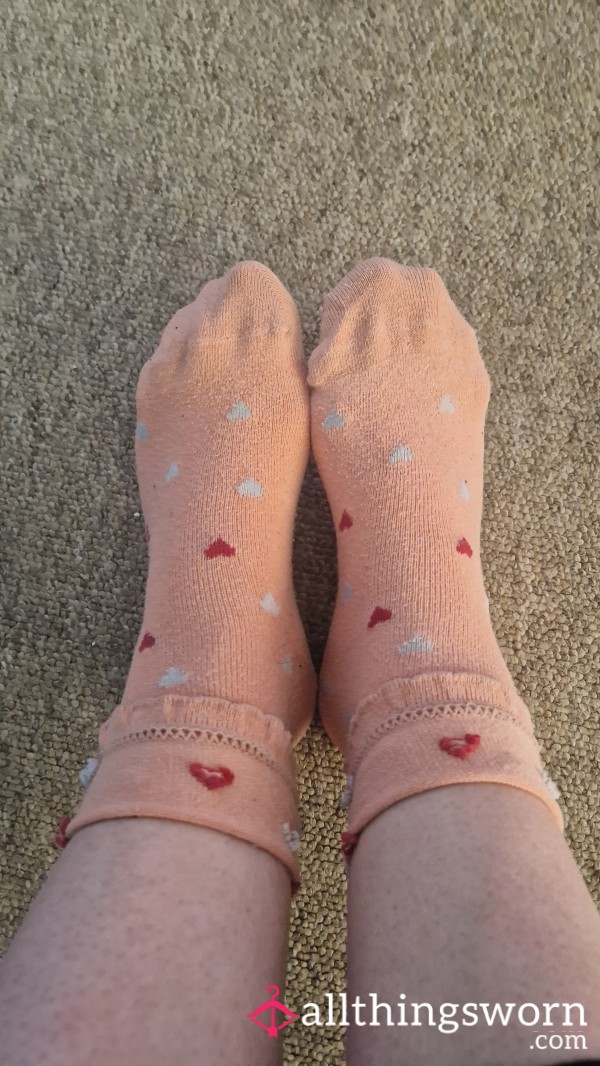 Heart Peach Ankle Socks