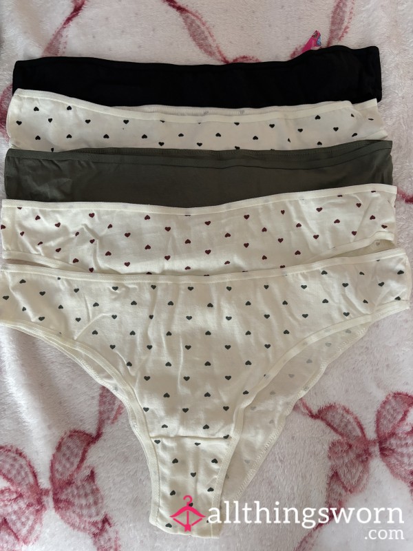 Heart Print Brazilian Cotton Panties 🥰