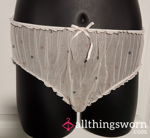 Heartbreaker- Sheer Frilly Heart Print Fullbacks