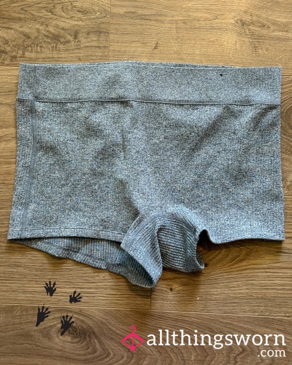 Heather Grey Ribbed Boy Shorts, 1X, For Custom Wear