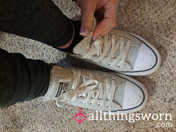 Heather Grey & White Converse Low Top