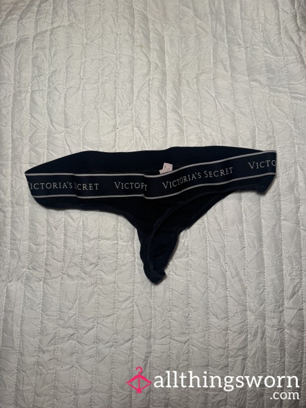 Heavily Used Black Victoria’s Secret Cotton Thong