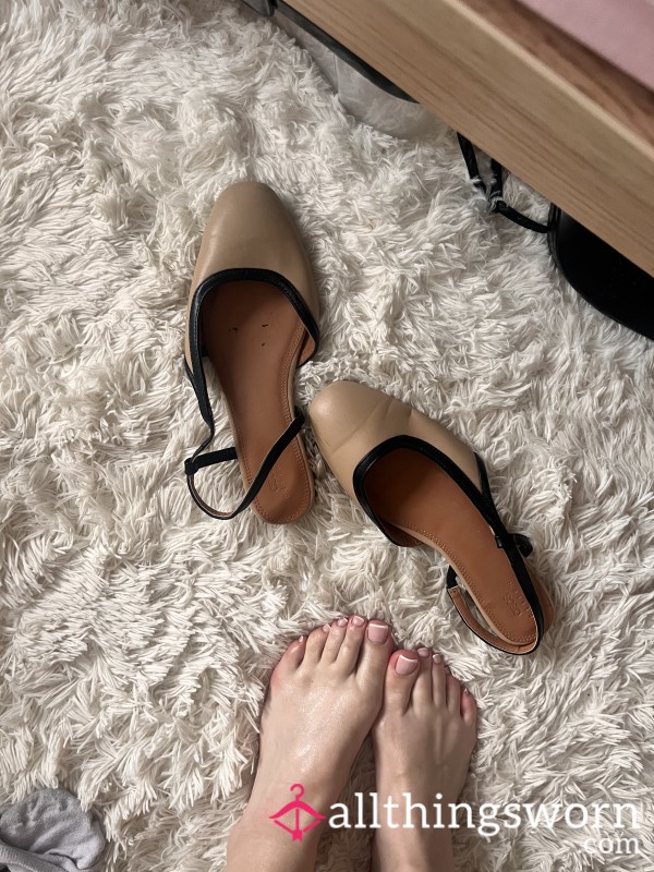 Heavily Worn Ballet Flats - Uk Office Girl