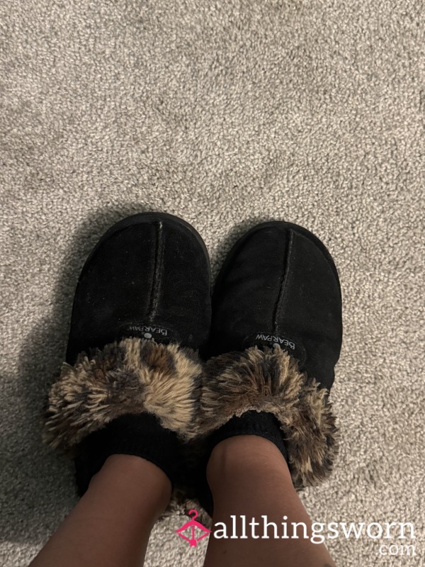 Heavily Worn Bearpaw Slippers