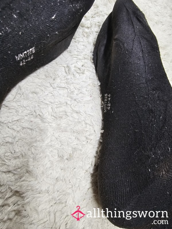 🧦 Heavily Worn Black Everyday Socks – Worn For Weeks 🖤