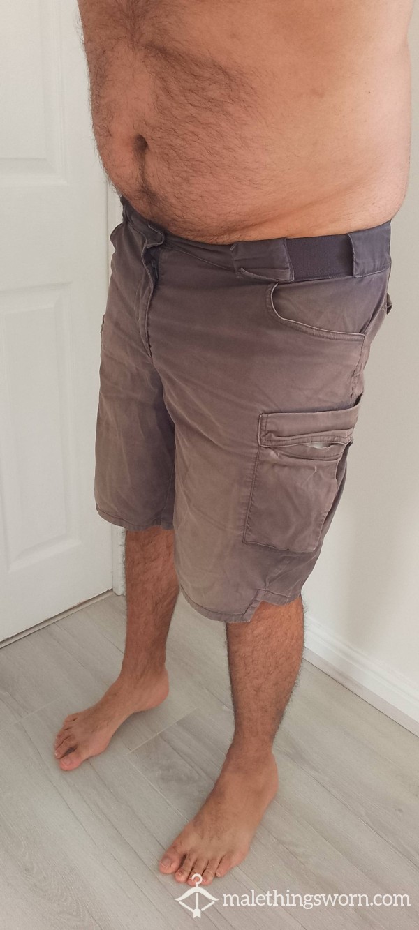 Heavily Worn Cargo Shorts – Sun Faded – Well Used – Outdoor Work Shorts